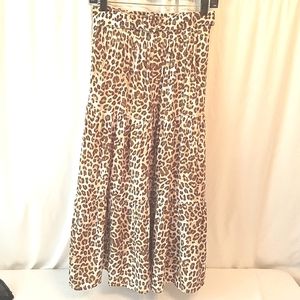 Faithfull The Brand Women's Cape Grace Tiered MIDI Skirt Animal Print Size 4
